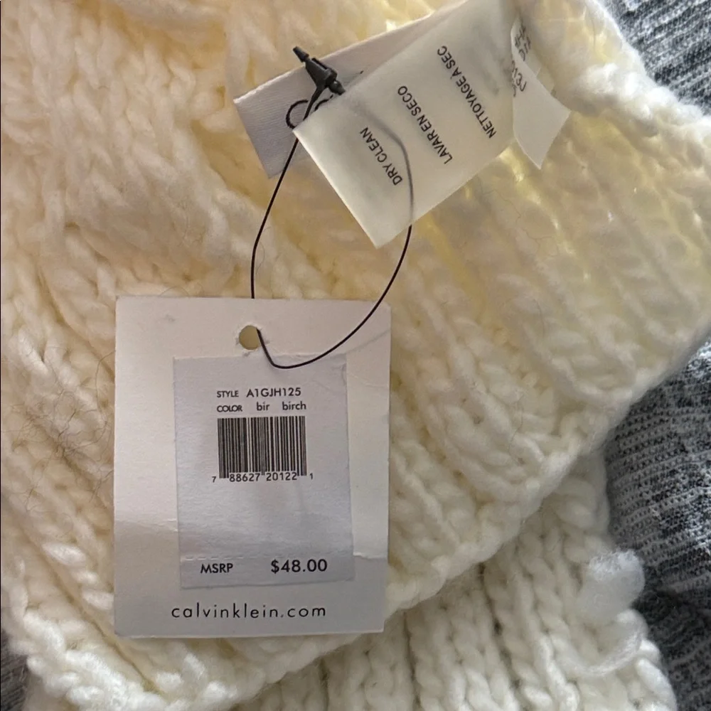 Calvin Klein Off White Chunky Knit Scarf 70” Long